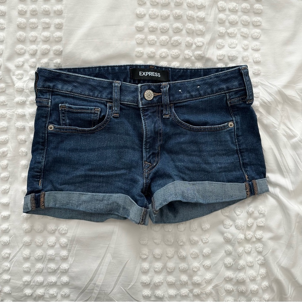 Express Blue Jean Shorts Cuffed Hem